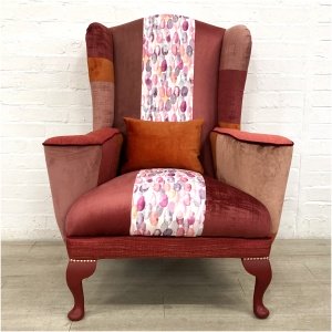 Parker Knoll Wingback With Scroll Arms In Pinks