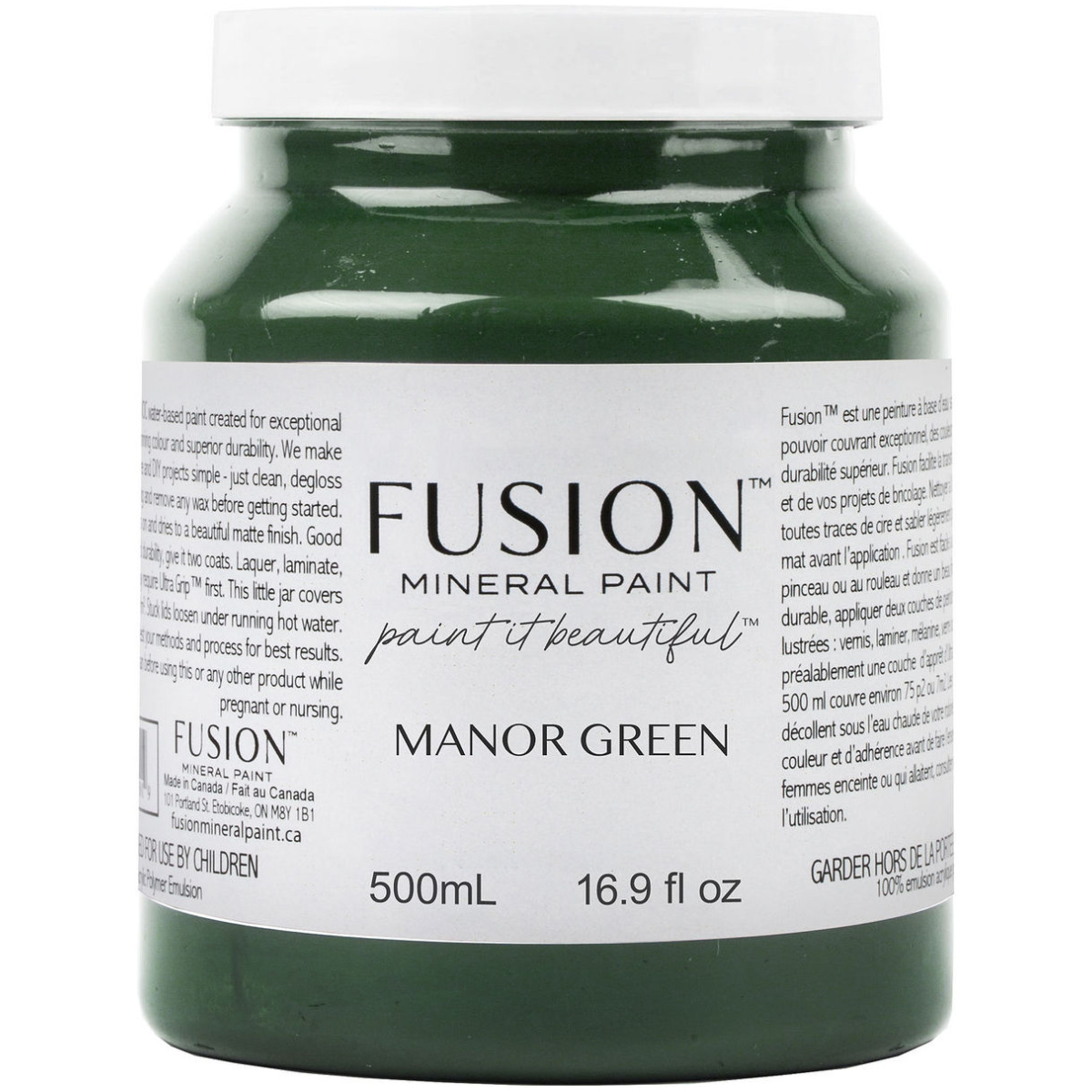 A pot manor green fusion mineral paint.